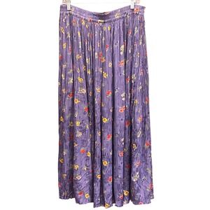 90s Requirements Maxi Skirt Purple Floral Cottagecore Boho Rayon Crinkle L